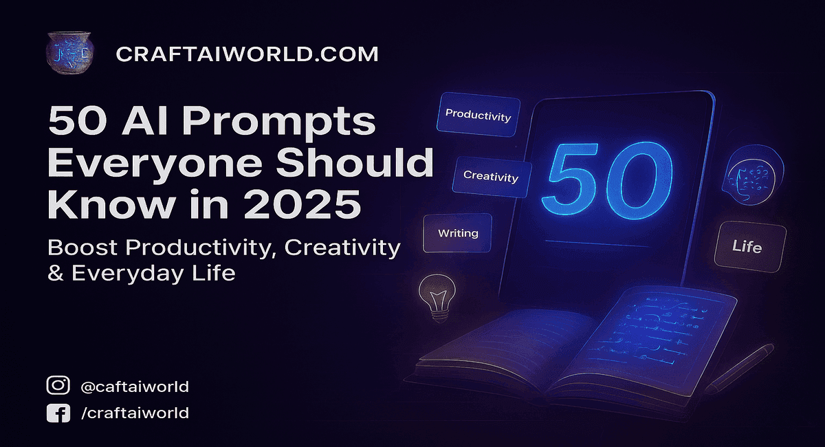 50 AI Prompts Everyone Should Know in 2025 — Boost Productivity, Creativity & Everyday Life