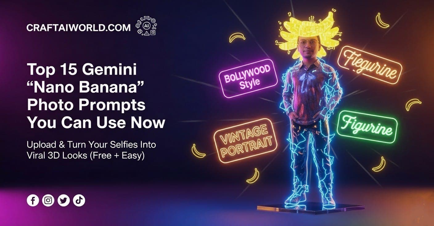 Top 15 Gemini ‘Nano Banana’ Photo Prompts You Can Use Now — Upload & Turn Your Selfies Into Viral 3D Looks (Free + Easy)