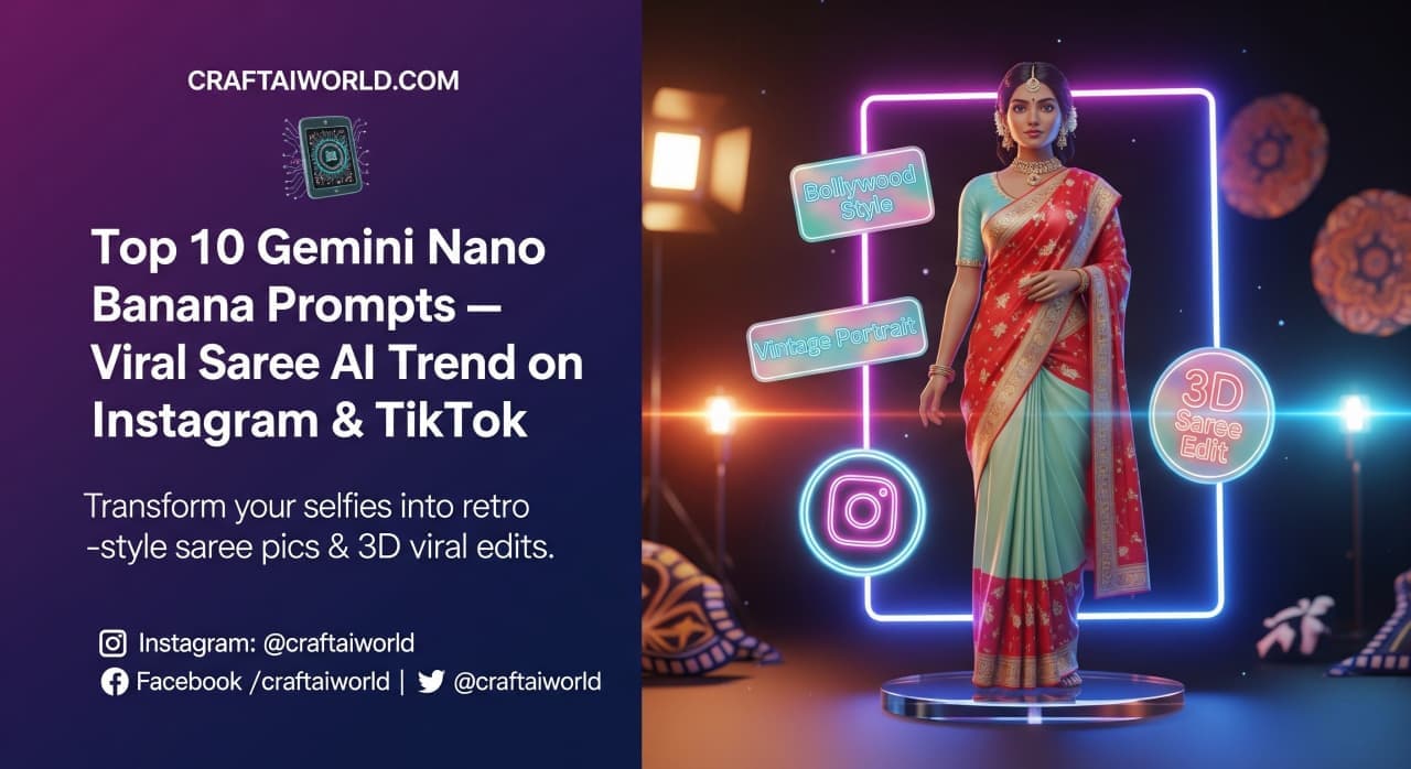 Top 10 Gemini Nano Banana Prompts — Viral Saree AI Trend on Instagram & TikTok