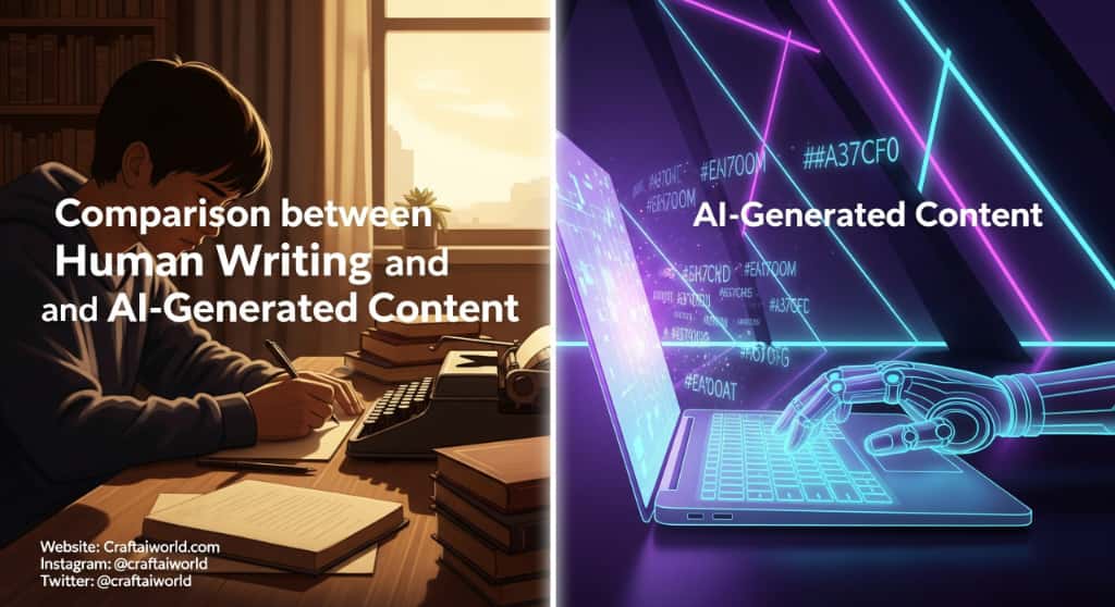 Comparison between human writing and AI-generated content